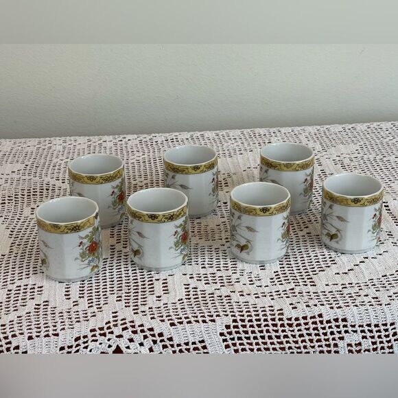 Set of 7 vintage Japanese tea cups || TANAKA demitasse teacups || Espresso cups - Picture 8 of 12
